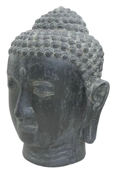 Product image 3 of the product “Buddha head, 48x48x75cm, cast stone, hollow, handcrafted & coloured 75 cm”